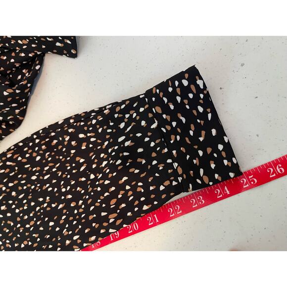 DKNY woman's blouse XL black brown white marks long sleeve 1/2 button front - Picture 8 of 9